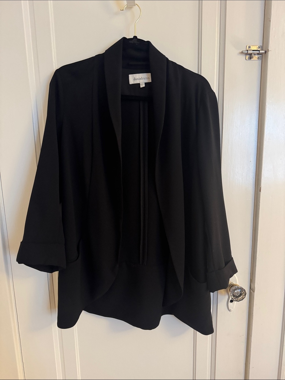 Daniel Rainn Black Draped Open-Front Blazer